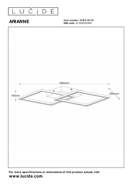 Lucide ARIANNE - Lámpara de techo - LED - CCT - 1x23W 2700K/4000K - Negro - técnico